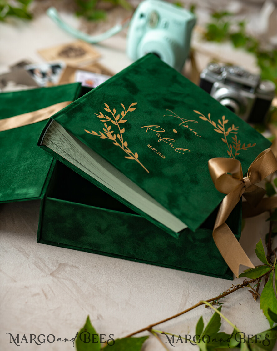 WEDDING GUEST BOOKS Velvet Instax Guestbook Boho green Pink Instax velvet Wedding GuestBook Gold, Velvet photo box Instant Wedding Guest Book, Polaroid velvet Guestbook Pink photo box Golden wedding