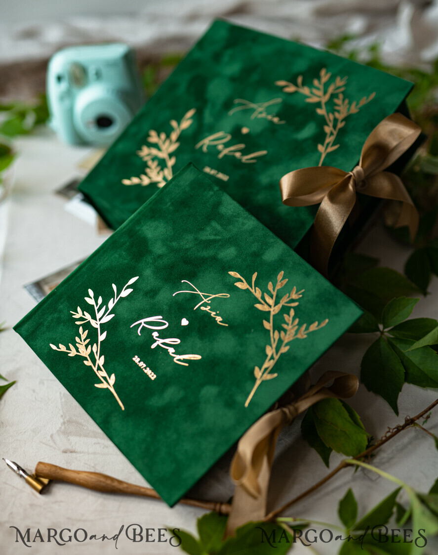 WEDDING GUEST BOOKS Velvet Instax Guestbook Boho green Pink Instax velvet Wedding GuestBook Gold, Velvet photo box Instant Wedding Guest Book, Polaroid velvet Guestbook Pink photo box Golden wedding