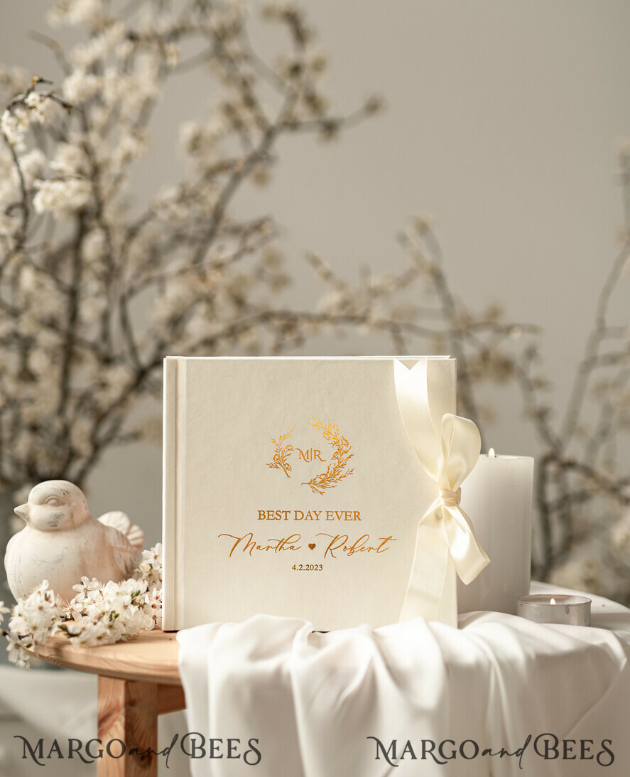 WEDDING GUEST BOOKS Velvet Instax Guestbook Luxury ivory Instax velvet Wedding GuestBook Gold, Large Instant Wedding Guest Book, Polaroid velvet Guestbook Golden wedding