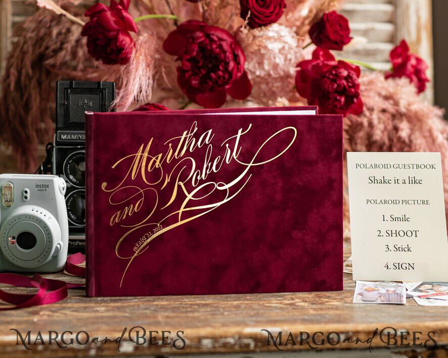 WEDDING GUEST BOOKS Velvet Instax Guestbook Luxury Navy Blue Instax velvet Wedding GuestBook Gold, Large Instant Wedding Guest Book, Polaroid velvet Guestbook
