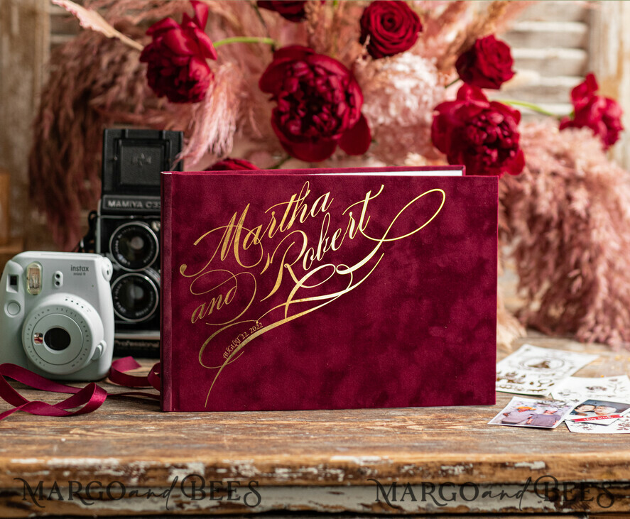 WEDDING GUEST BOOKS Velvet Instax Guestbook Luxury Navy Blue Instax velvet Wedding GuestBook Gold, Large Instant Wedding Guest Book, Polaroid velvet Guestbook