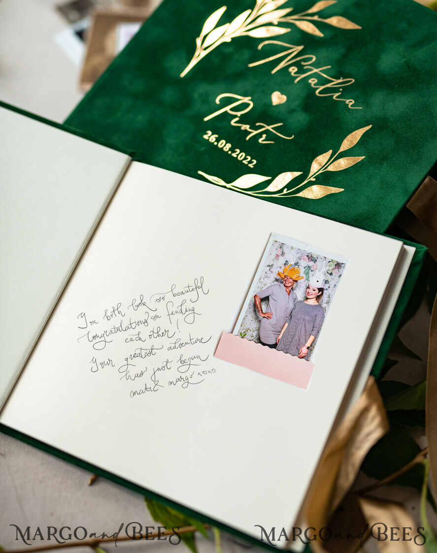 WEDDING GUEST BOOKS Velvet Instax Guestbook Boho green Pink Instax velvet Wedding GuestBook Gold, Velvet photo box Instant Wedding Guest Book, Polaroid velvet Guestbook Pink photo box Golden wedding