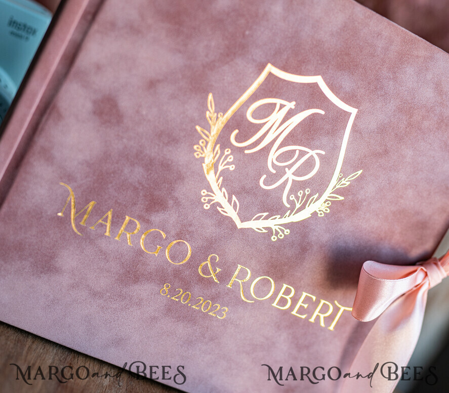 WEDDING GUEST BOOKS Velvet Instax Guestbook Boho Blush Pink Instax velvet Wedding GuestBook Gold, Large Instant Wedding Guest Book, Polaroid velvet Guestbook Pink Golden wedding
