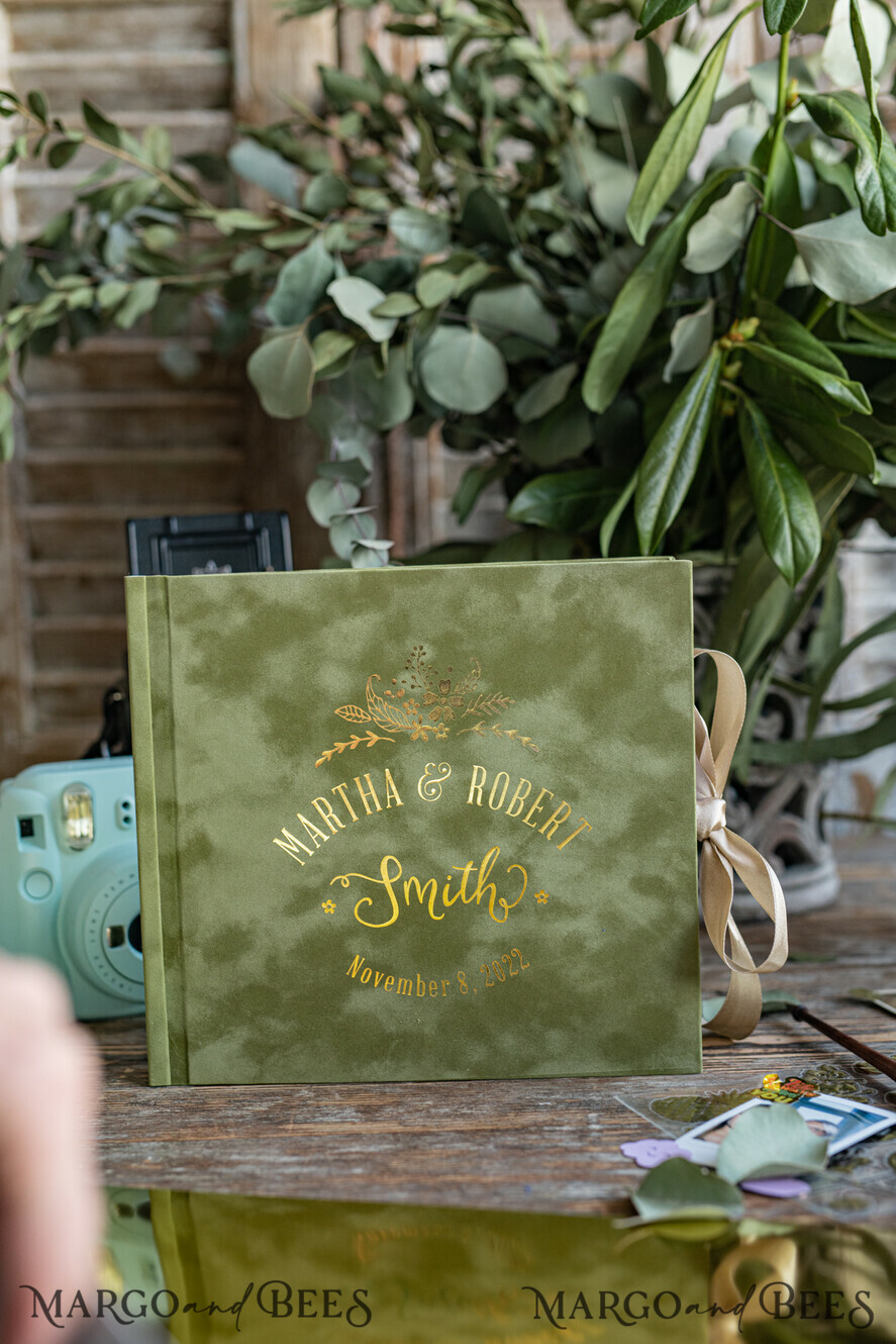 WEDDING GUEST BOOKS Velvet Instax Guestbook Luxury Instax velvet Wedding GuestBook Gold, Large Instant Wedding Guest Book, Polaroid velvet Guestbook Olive tuscany wedding