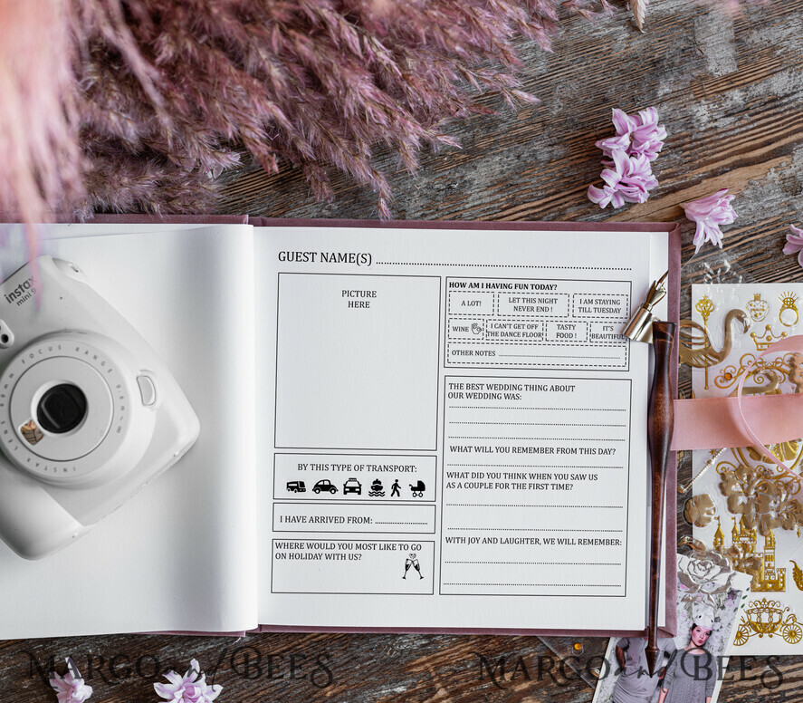 WEDDING GUEST BOOKS Velvet Instax Guestbook Boho Blush Pink Instax velvet Wedding GuestBook Gold, Large Instant Wedding Guest Book, Polaroid velvet Guestbook Pink Golden wedding