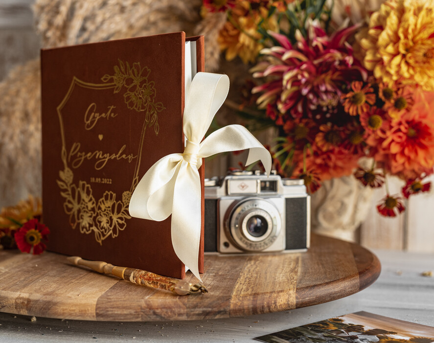 WEDDING GUEST BOOKS Velvet Instax Guestbook terracotta Gold Presonalised Wedding Guest Book, Velvet Memory Photo Booh Book, Fall Wedding, Polaroid velvet Guest book