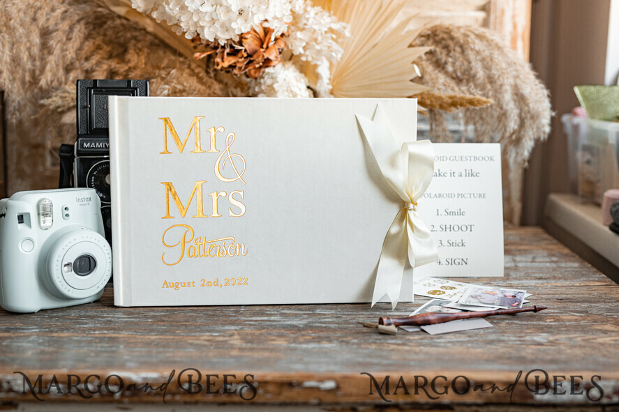 WEDDING GUEST BOOKS Velvet Instax Guestbook Modern Elegant Gold Instax velvet Wedding GuestBook Gold, Large Instant Wedding Guest Book, Polaroid velvet Guestbook