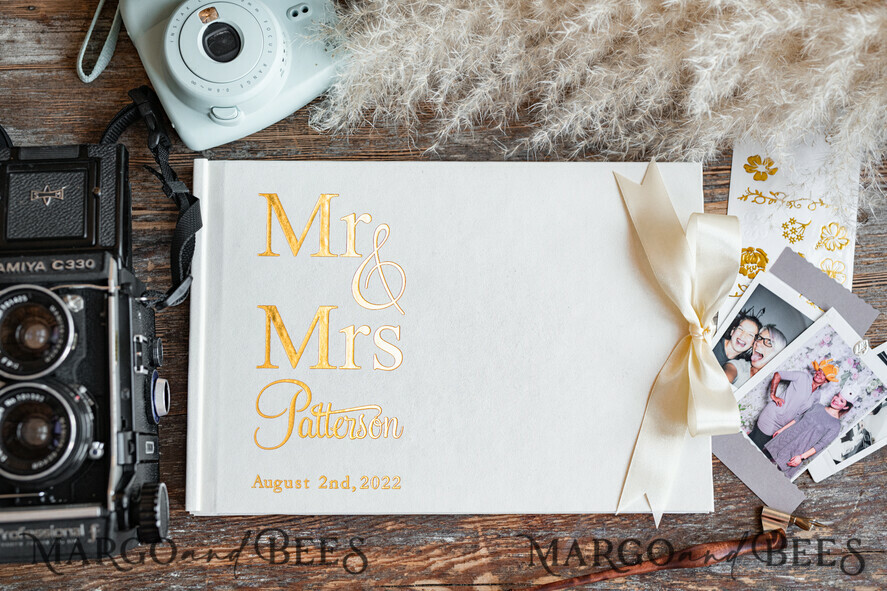 WEDDING GUEST BOOKS Velvet Instax Guestbook Modern Elegant Gold Instax velvet Wedding GuestBook Gold, Large Instant Wedding Guest Book, Polaroid velvet Guestbook