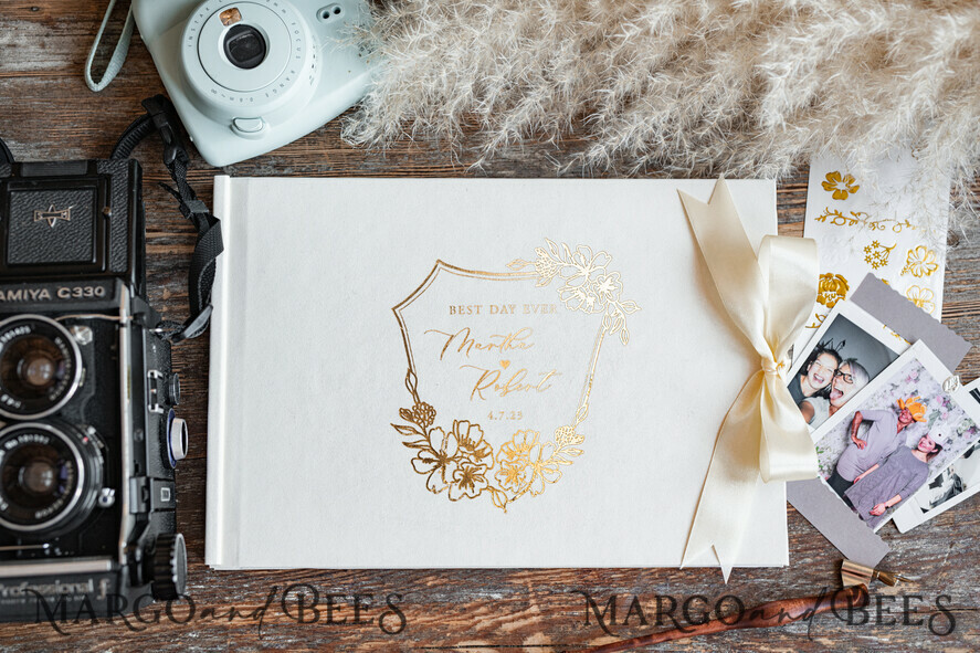 WEDDING GUEST BOOKS Velvet Instax Guestbook Luxury Ivory Instax velvet Wedding GuestBook Gold, Large Instant Wedding Guest Book, Polaroid velvet Guestbook