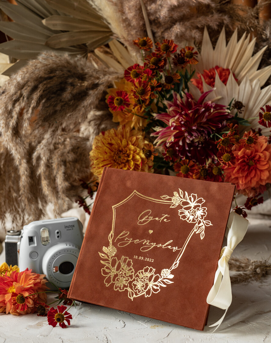 WEDDING GUEST BOOKS Velvet Instax Guestbook terracotta Gold Presonalised Wedding Guest Book and arch acrylic Instax Sign, Velvet Memory Photo Booh Book and Clear Sign Set Fall Wedding, Polaroid velvet Guest book & Plexi Instax Sign set