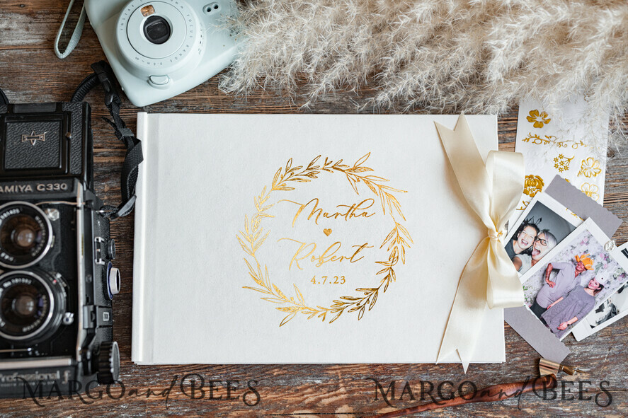 WEDDING GUEST BOOKS Velvet Instax Guestbook Boho Ivory Instax velvet Wedding GuestBook Gold, Large Instant Wedding Guest Book, Polaroid velvet Guestbook
