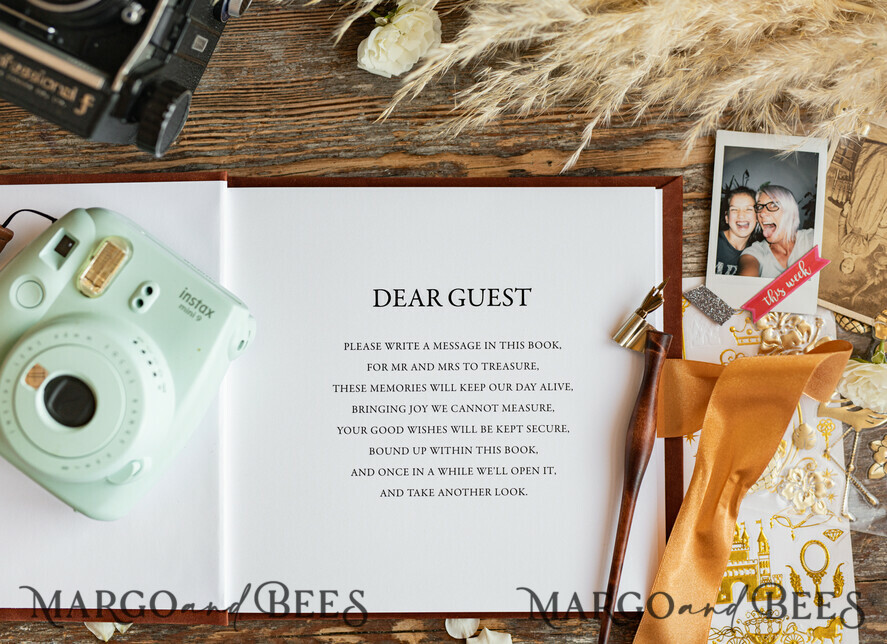 WEDDING GUEST BOOKS Velvet Instax Guestbook Terracotta Instax velvet Wedding GuestBook Gold, Burnt Orange Instant Wedding Guest Book, Polaroid velvet Guestbook Rusty Golden wedding