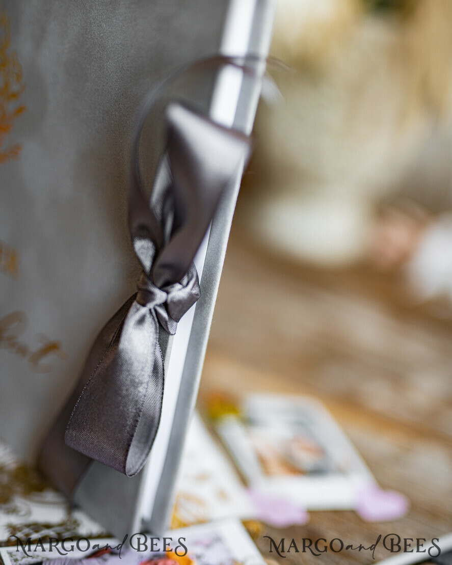 WEDDING GUEST BOOKS Velvet Instax Guestbook Luxury Grey Instax velvet Wedding GuestBook Gold, Large Instant Wedding Guest Book, Polaroid velvet Grey Guestbook