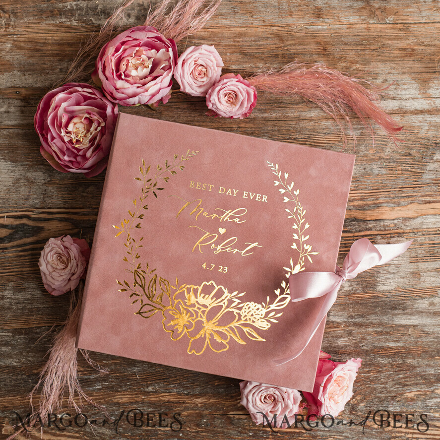 WEDDING GUEST BOOKS Velvet Instax Guestbook Luxury Blush Pink Instax velvet Wedding GuestBook Gold, Velvet photo box Instant Wedding Guest Book, Polaroid velvet Guest book Pink photo box Golden wedding