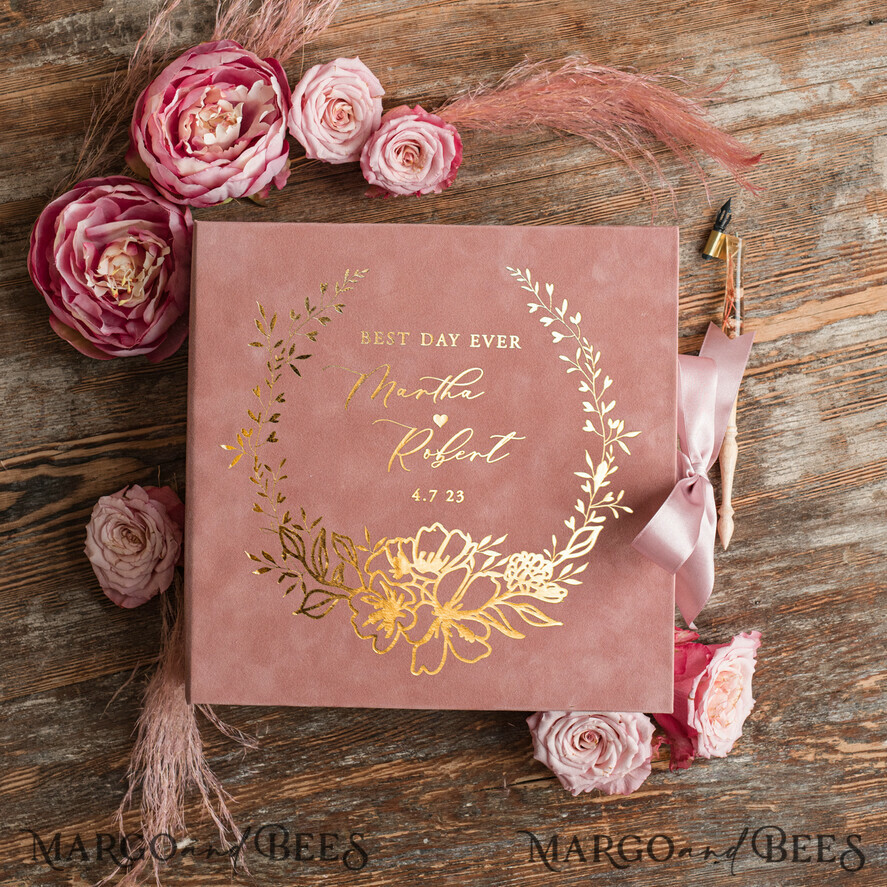 WEDDING GUEST BOOKS Velvet Instax Guestbook Luxury Blush Pink Instax velvet Wedding GuestBook Gold, Velvet photo box Instant Wedding Guest Book, Polaroid velvet Guest book Pink photo box Golden wedding