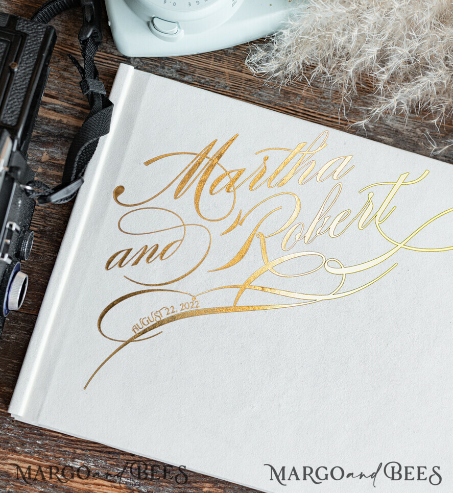 WEDDING GUEST BOOKS Velvet Instax Guestbook Romantic Ivory Instax Wedding GuestBook Gold, Large Instant Velvet Wedding Guest Book, Polaroid velvet Guestbook Golden wedding