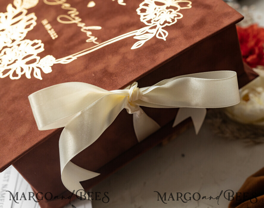 WEDDING GUEST BOOKS Velvet Instax Guestbook terracotta Gold Presonalised Wedding Guest Book, Velvet Memory Photo Fall Wedding , Luxury Wedding Guest Book, Polaroid velvet Guest book