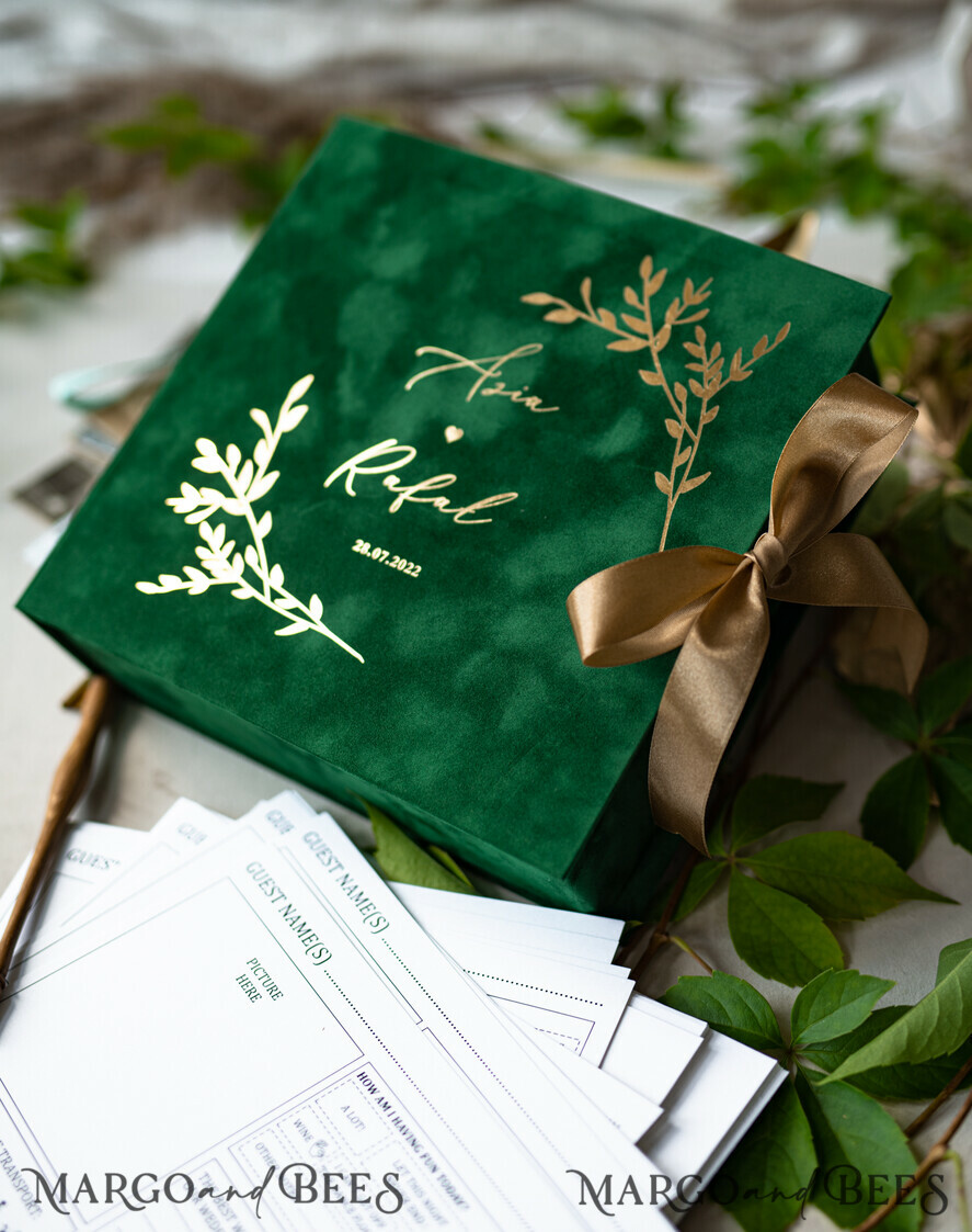 WEDDING GUEST BOOKS alternative guest book Alternative Guestbook Wedding Mad Lib Sheets in Velvet Box Marriage advice mad lib Box Instax Leave a Note to Bride & Groom Personalised Box