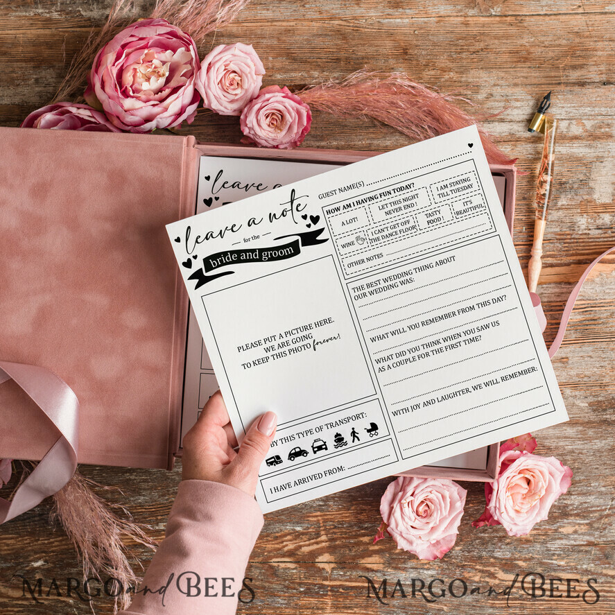 HOCHZEITS-GÄSTEBÜCHER Box mit Urlaub nicht für das Brautpaar Alternative Gästebuch Hochzeits Mad Lib Blätter in Samtbox Eheberatung Mad Lib Box Instax Hinterlasse eine Nachricht für Braut & Bräutigam Personalisierte Box