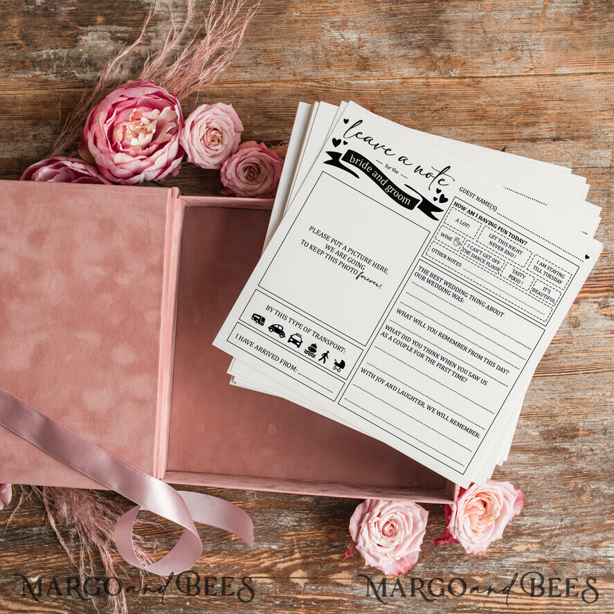HOCHZEITS-GÄSTEBÜCHER Box mit Urlaub nicht für das Brautpaar Alternative Gästebuch Hochzeits Mad Lib Blätter in Samtbox Eheberatung Mad Lib Box Instax Hinterlasse eine Nachricht für Braut & Bräutigam Personalisierte Box