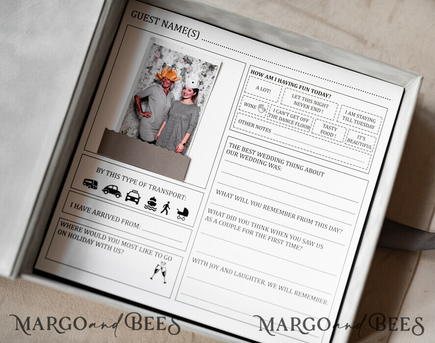 HOCHZEITS-GÄSTEBÜCHER Box mit Urlaub nicht für das Brautpaar Gold grau Alternative Gästebuch Hochzeits Mad Lib Blätter in Samtbox Hochzeitsrat Mad Lib Box Instax Hinterlasse eine Nachricht für Braut & Bräutigam Personalisierte Box