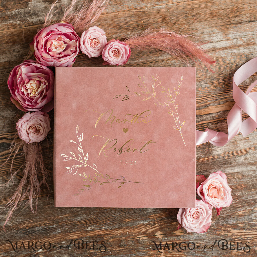 HOCHZEITS-GÄSTEBÜCHER Box mit Urlaub nicht für das Brautpaar Luxuriöses Hochzeits-Gästebuch, Sofortfoto-Buch Instax Hochzeitsfoto-Gästebuch, rosa und gold Hochzeitsgästebuch