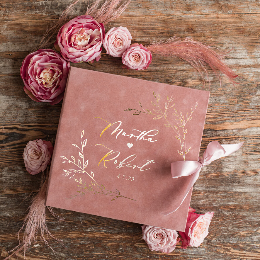 HOCHZEITS-GÄSTEBÜCHER Box mit Urlaub nicht für das Brautpaar Luxuriöses Hochzeits-Gästebuch, Sofortfoto-Buch Instax Hochzeitsfoto-Gästebuch, rosa und gold Hochzeitsgästebuch