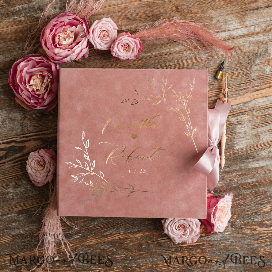 HOCHZEITS-GÄSTEBÜCHER Box mit Urlaub nicht für das Brautpaar Luxuriöses Hochzeits-Gästebuch, Sofortfoto-Buch Instax Hochzeitsfoto-Gästebuch, rosa und gold Hochzeitsgästebuch
