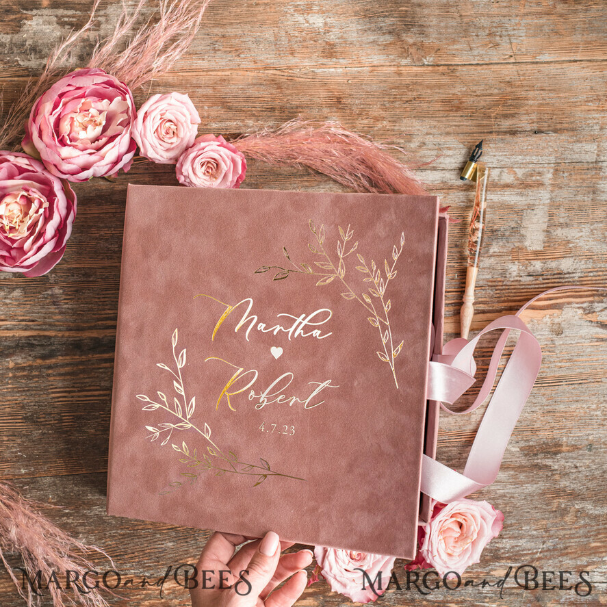 HOCHZEITS-GÄSTEBÜCHER Box mit Urlaub nicht für das Brautpaar Luxuriöses Hochzeits-Gästebuch, Sofortfoto-Buch Instax Hochzeitsfoto-Gästebuch, rosa und gold Hochzeitsgästebuch