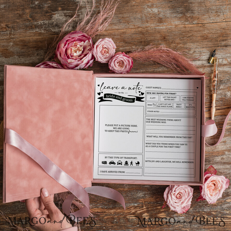 HOCHZEITS-GÄSTEBÜCHER Box mit Urlaub nicht für das Brautpaar Luxuriöses Hochzeits-Gästebuch, Sofortfoto-Buch Instax Hochzeitsfoto-Gästebuch, rosa und gold Hochzeitsgästebuch