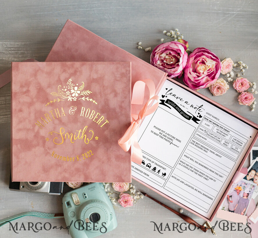 WEDDING GUEST BOOKS alternative guest book Alternative Guestbook Wedding Mad Lib Sheets in Velvet Box Marriage advice mad lib Box Instax Leave a Note to Bride & Groom Personalised Box
