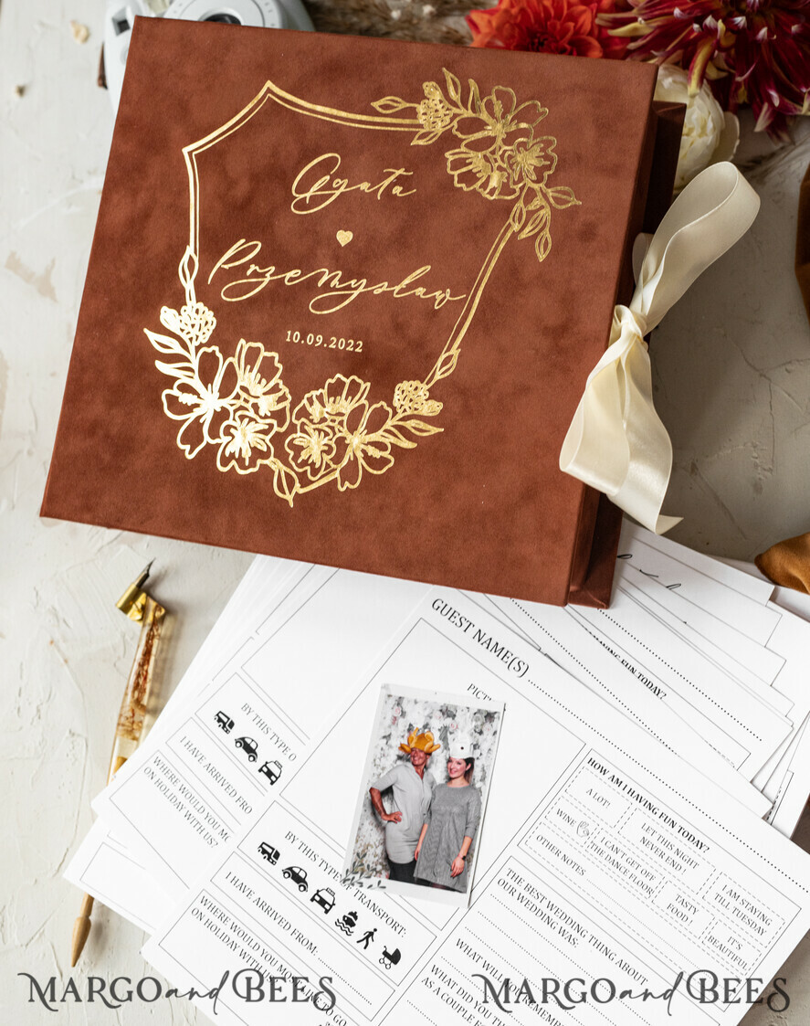 WEDDING GUEST BOOKS alternative guest book gold terracotta Alternative Guestbook Wedding Mad Lib Sheets in Velvet Box Marriage advice mad lib Box Instax Leave a Note to Bride & Groom Personalised Box