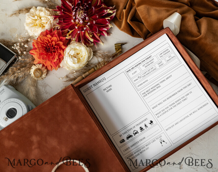 WEDDING GUEST BOOKS alternative guest book gold terracotta Alternative Guestbook Wedding Mad Lib Sheets in Velvet Box Marriage advice mad lib Box Instax Leave a Note to Bride & Groom Personalised Box