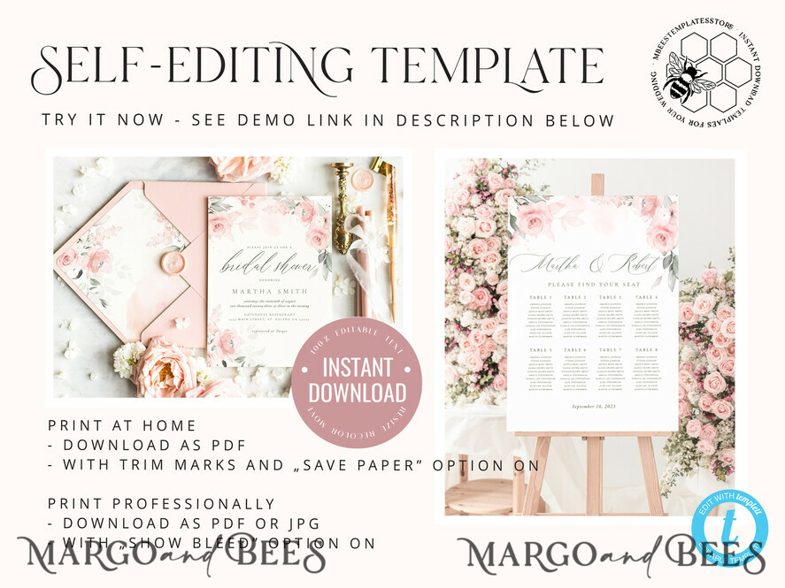 TEMPLETT wedding stationery Romantic Favor Tag Template, Greenery Favor Tag Template, Editable Thank You Tag, Printable Wedding Gift Tags, Party Tags, WRom1