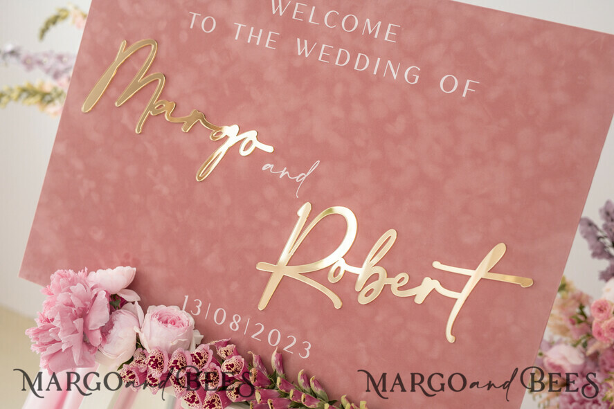 TABLE PLANS AND WEDDING WELCOME SIGNS plexi gold / velvet Luxury Velvet blush pink Wedding Welcome Sign, Golden Wedding Decor, Personalised Wedding Sign, Wedding Gift, Welcome Wedding Board BpPXSet