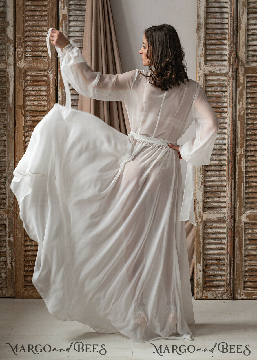 BRIDE bolero, robes, garter Bridal Robes Long Bridal robe for wedding with wide sleeves, Silk Bride robe Long white robe Satin silk boudoir robe Dressing gown Bridesmaid gift