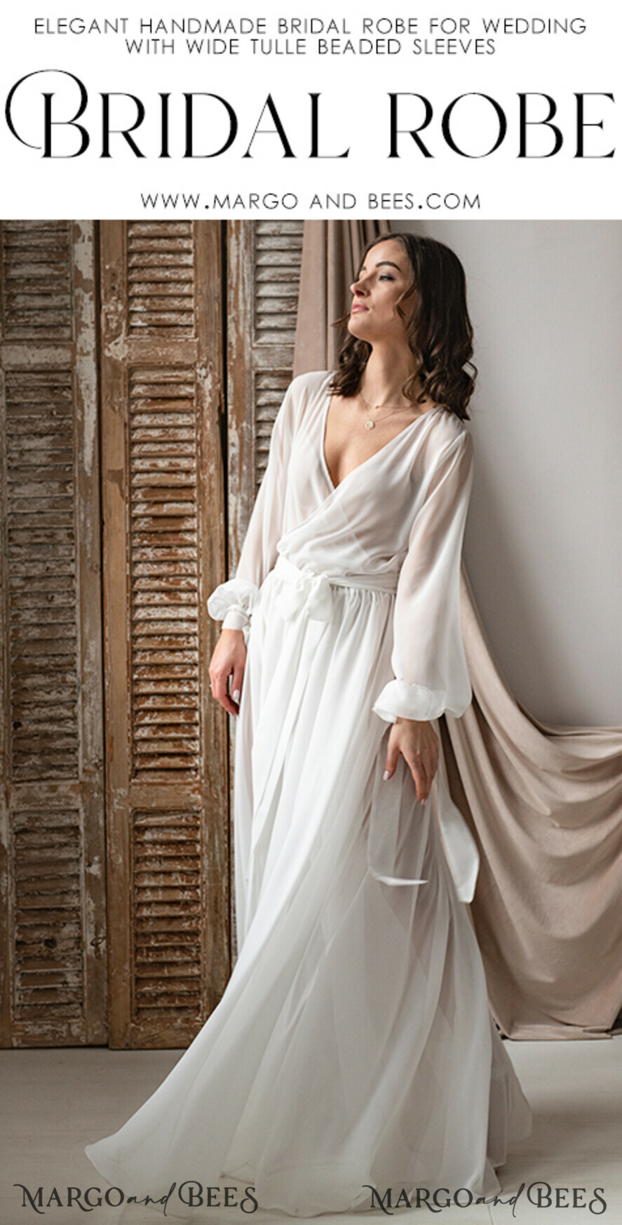 BRIDE bolero, robes, garter Bridal Robes Long Bridal robe for wedding with wide sleeves, Silk Bride robe Long white robe Satin silk boudoir robe Dressing gown Bridesmaid gift