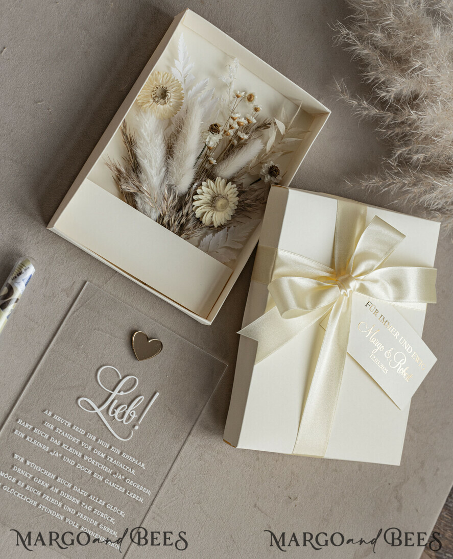 FRISCH VERHEIRATETES PAAR GESCHENKE Geldgeschenk zur Hochzeit Geschenkschachtel für Geld Geldgeschenk zur Hochzeit mit Strauß aus Trockenblumen personalisiert