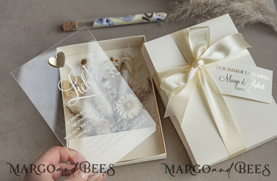 FRISCH VERHEIRATETES PAAR GESCHENKE Geldgeschenk zur Hochzeit Geschenkschachtel für Geld Geldgeschenk zur Hochzeit mit Strauß aus Trockenblumen personalisiert