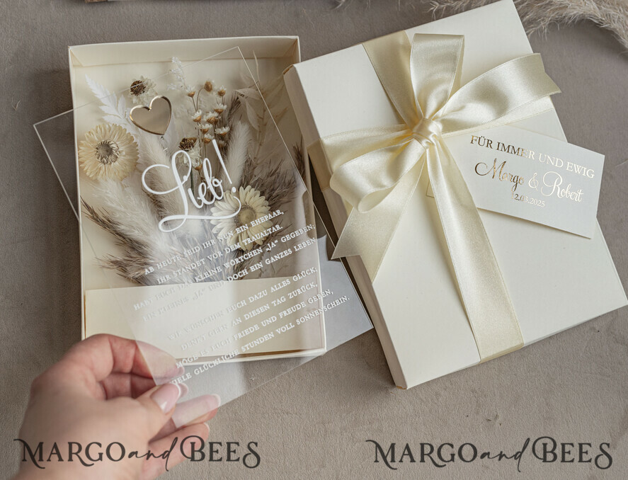 FRISCH VERHEIRATETES PAAR GESCHENKE Geldgeschenk zur Hochzeit Geschenkschachtel für Geld Geldgeschenk zur Hochzeit mit Strauß aus Trockenblumen personalisiert