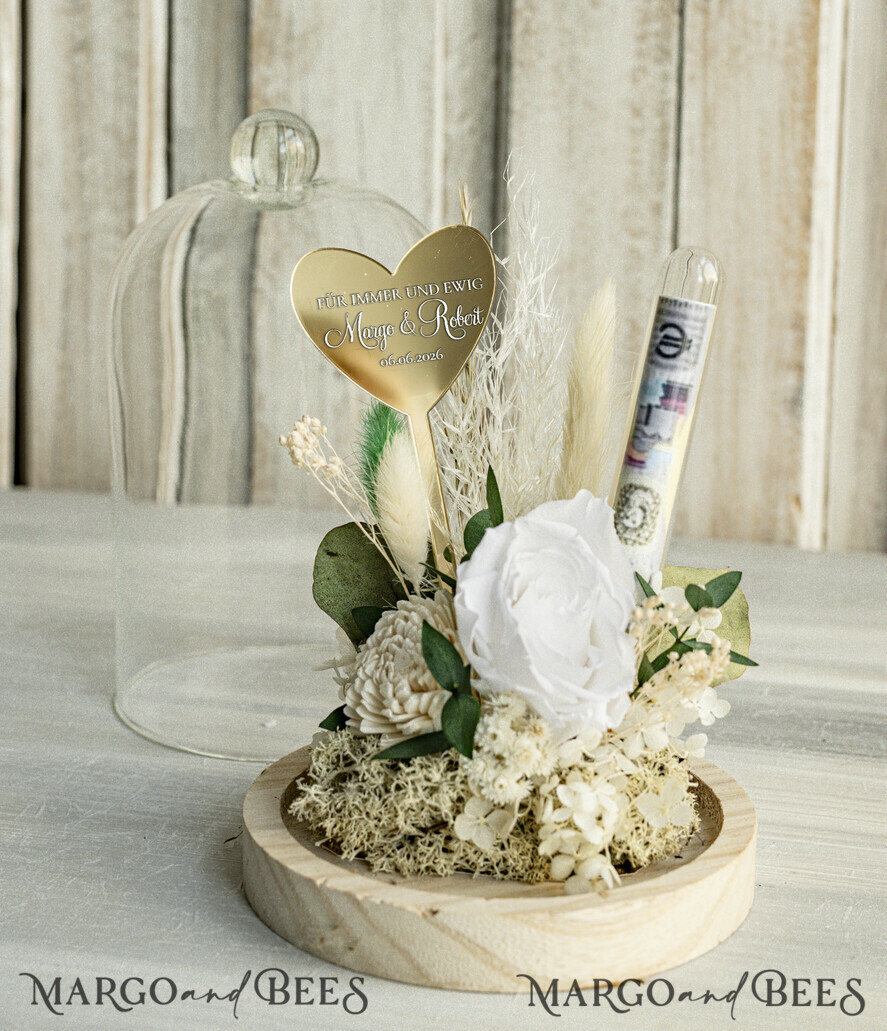 NEWLY WEDS COUPLE GIFTS Geldgeschenk zur Hochzeit Geschenkschachtel für Geld Geldgeschenk zur Hochzeit mit Strauß aus Trockenblumen personalisiert