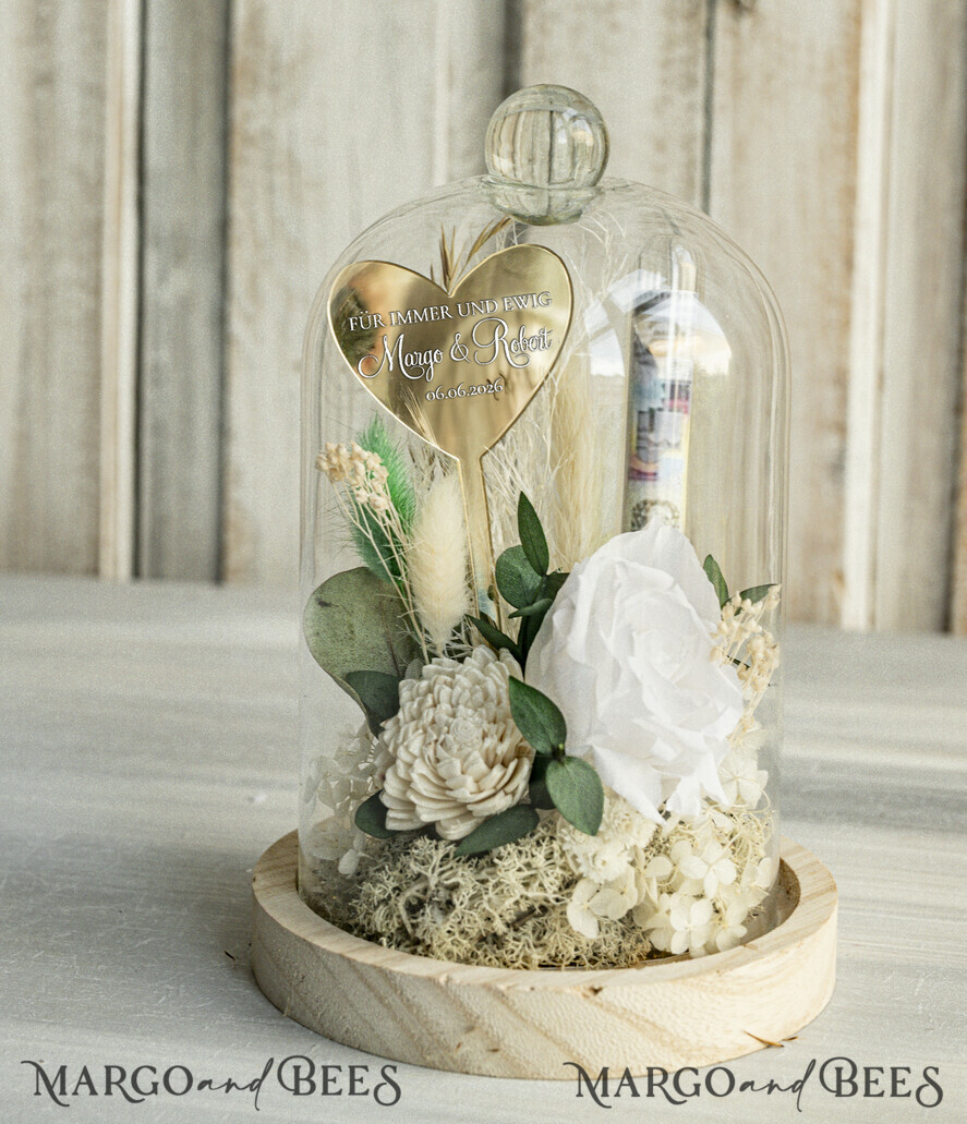 FRISCH VERHEIRATETES PAAR GESCHENKE Geldgeschenk zur Hochzeit Geschenkschachtel für Geld Geldgeschenk zur Hochzeit mit Strauß aus Trockenblumen personalisiert