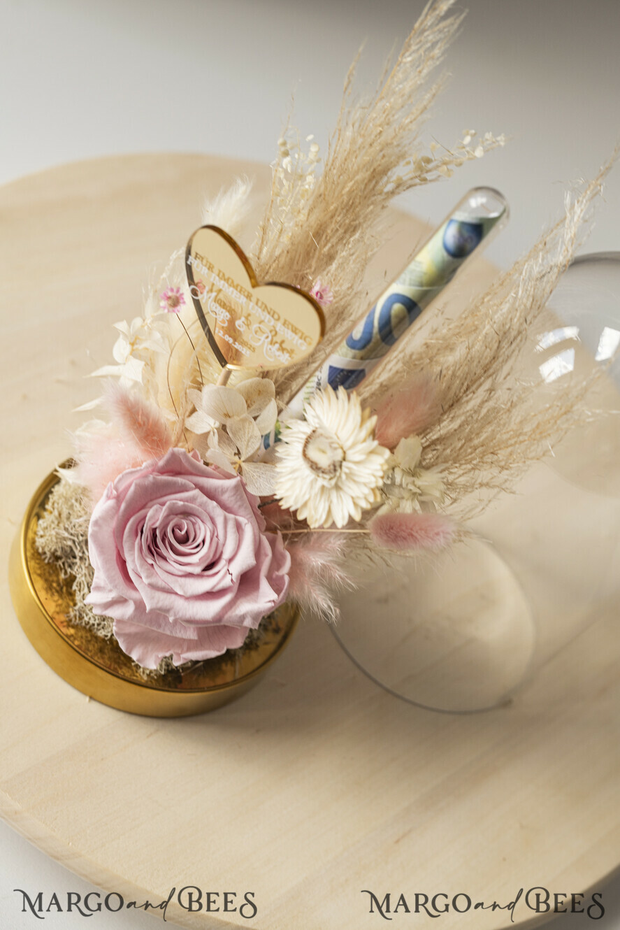 NEWLY WEDS COUPLE GIFTS Geldgeschenk zur Hochzeit Geschenkschachtel für Geld Geldgeschenk zur Hochzeit mit Strauß aus Trockenblumen personalisiert