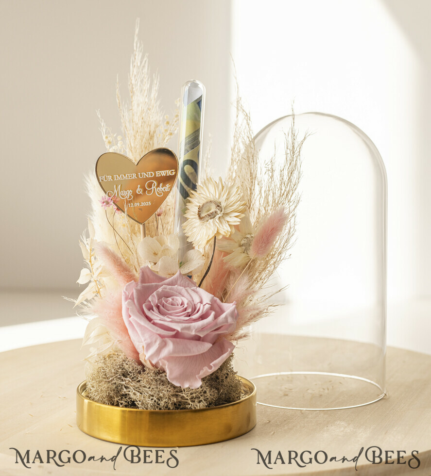 NEWLY WEDS COUPLE GIFTS Geldgeschenk zur Hochzeit Geschenkschachtel für Geld Geldgeschenk zur Hochzeit mit Strauß aus Trockenblumen personalisiert