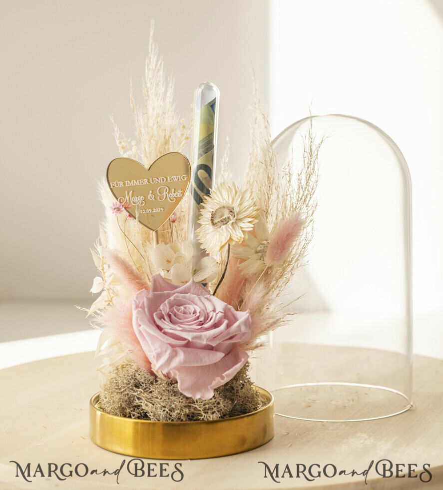 NEWLY WEDS COUPLE GIFTS Geldgeschenk zur Hochzeit Geschenkschachtel für Geld Geldgeschenk zur Hochzeit mit Strauß aus Trockenblumen personalisiert