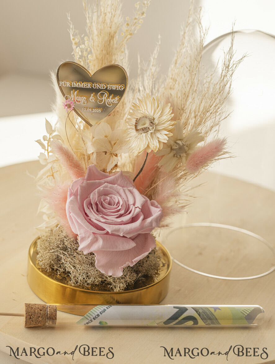 NEWLY WEDS COUPLE GIFTS Geldgeschenk zur Hochzeit Geschenkschachtel für Geld Geldgeschenk zur Hochzeit mit Strauß aus Trockenblumen personalisiert