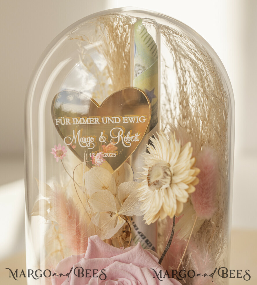 NEWLY WEDS COUPLE GIFTS Geldgeschenk zur Hochzeit Geschenkschachtel für Geld Geldgeschenk zur Hochzeit mit Strauß aus Trockenblumen personalisiert