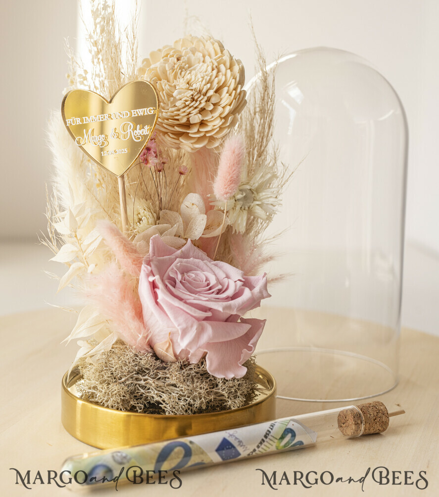 NEWLY WEDS COUPLE GIFTS Geldgeschenk zur Hochzeit Geschenkschachtel für Geld Geldgeschenk zur Hochzeit mit Strauß aus Trockenblumen personalisiert