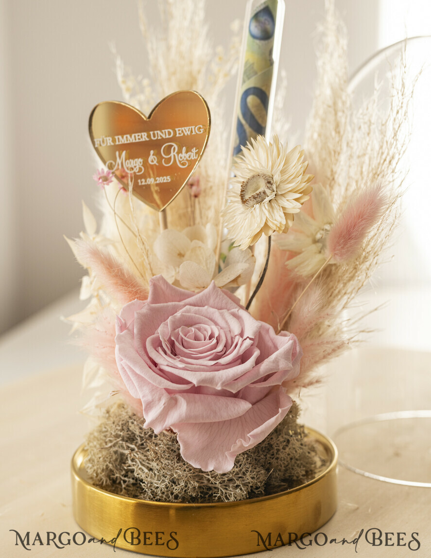 NEWLY WEDS COUPLE GIFTS Geldgeschenk zur Hochzeit Geschenkschachtel für Geld Geldgeschenk zur Hochzeit mit Strauß aus Trockenblumen personalisiert