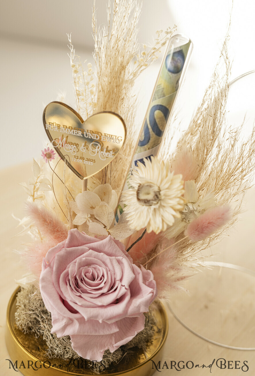 NEWLY WEDS COUPLE GIFTS Geldgeschenk zur Hochzeit Geschenkschachtel für Geld Geldgeschenk zur Hochzeit mit Strauß aus Trockenblumen personalisiert
